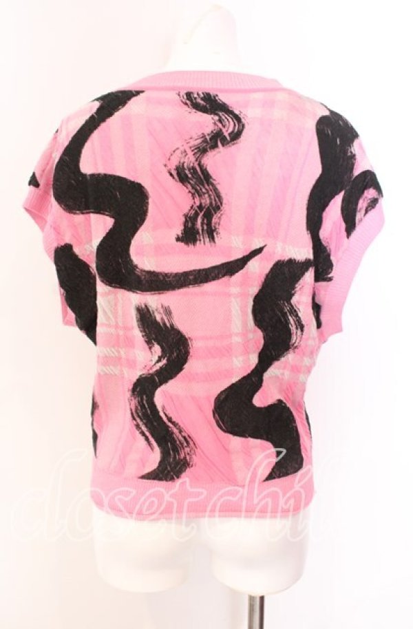 画像4: ヴィヴィアンウエストウッド 中古 / ピンクタータンスクイグルニットVネックベスト 00 ピンク  O-25-09-21-018-to-IG-OS (4)