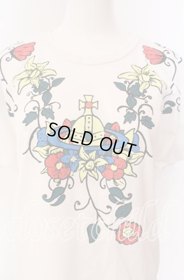 画像2: ヴィヴィアンウエストウッド 中古 / フラワーオーブネックレスプリントTシャツ 00 ホワイト  O-25-09-21-019-ts-IG-ZH (2)