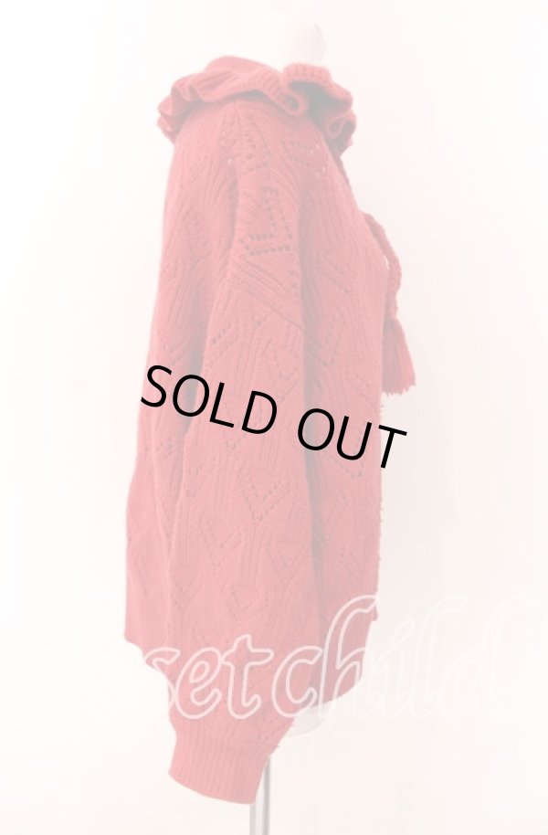 画像3: ヴィヴィアンウエストウッド 中古 / ローゲージパターンフリルニット カーディガン 00 レッド  O-25-09-21-022-to-IG-ZH (3)