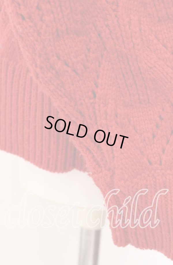 画像4: ヴィヴィアンウエストウッド 中古 / ローゲージパターンフリルニット カーディガン 00 レッド  O-25-09-21-022-to-IG-ZH (4)