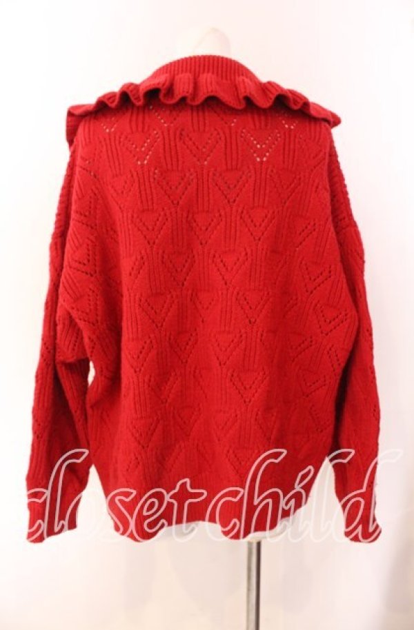 画像5: ヴィヴィアンウエストウッド 中古 / ローゲージパターンフリルニット カーディガン 00 レッド  O-25-09-21-022-to-IG-OS (5)
