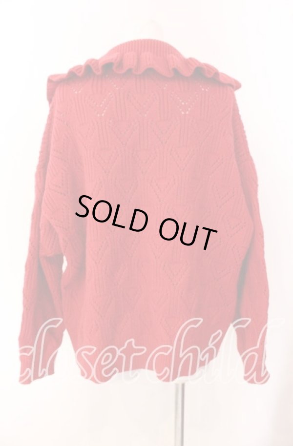 画像5: ヴィヴィアンウエストウッド 中古 / ローゲージパターンフリルニット カーディガン 00 レッド  O-25-09-21-022-to-IG-ZH (5)