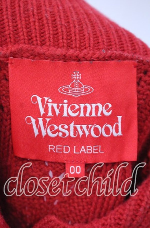 画像6: ヴィヴィアンウエストウッド 中古 / ローゲージパターンフリルニット カーディガン 00 レッド  O-25-09-21-022-to-IG-OS (6)