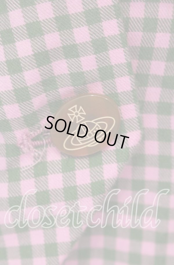 画像2: ヴィヴィアンウエストウッド 中古 / チェックリボンワンピース 40 ピンク系  O-25-09-21-024-op-YM-OS (2)