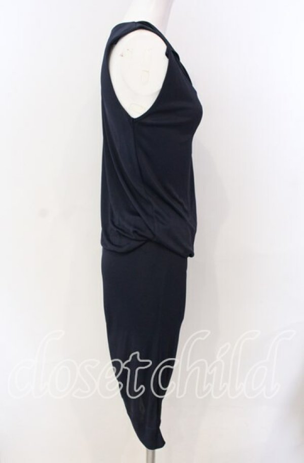 画像2: ヴィヴィアンウエストウッド 中古 / レーヨンシャーリングドレス S ネイビー  O-25-09-21-025-op-YM-OS (2)