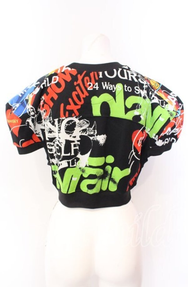 画像4: ヴィヴィアンウエストウッド 中古 / Meaningless CROPPED FOOTBALL SWEATSHIRT スウェット S ブラック×マルチ  O-25-09-21-034-to-IG-OS (4)