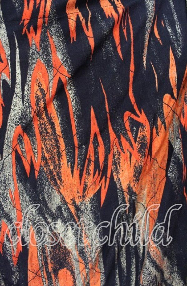 画像2: ヴィヴィアンウエストウッド 中古 / FLAMES PRINT GARRET DRESS ドレス 40 ブラック×イエロー×オレンジ  O-25-09-21-037-op-IG-OS (2)