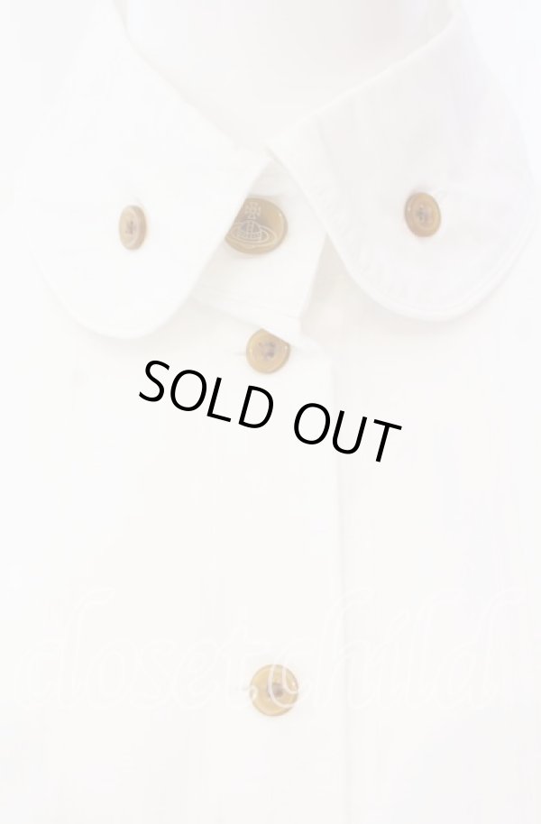 画像2: ヴィヴィアンウエストウッド 中古 / 単色オーブ刺繍ストライプブラウス 1 ホワイト  O-25-09-21-039-bl-YM-OS (2)