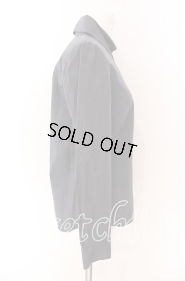 画像5: ヴィヴィアンウエストウッド 中古 / 単色オーブ刺繍丸襟ボタンダウンシャツ 1 チャコールグレー  O-25-09-21-040-bl-YM-OS (5)