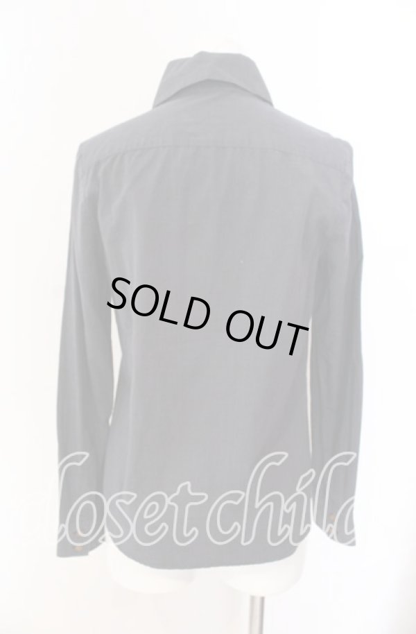 画像6: ヴィヴィアンウエストウッド 中古 / 単色オーブ刺繍丸襟ボタンダウンシャツ 1 チャコールグレー  O-25-09-21-040-bl-YM-OS (6)