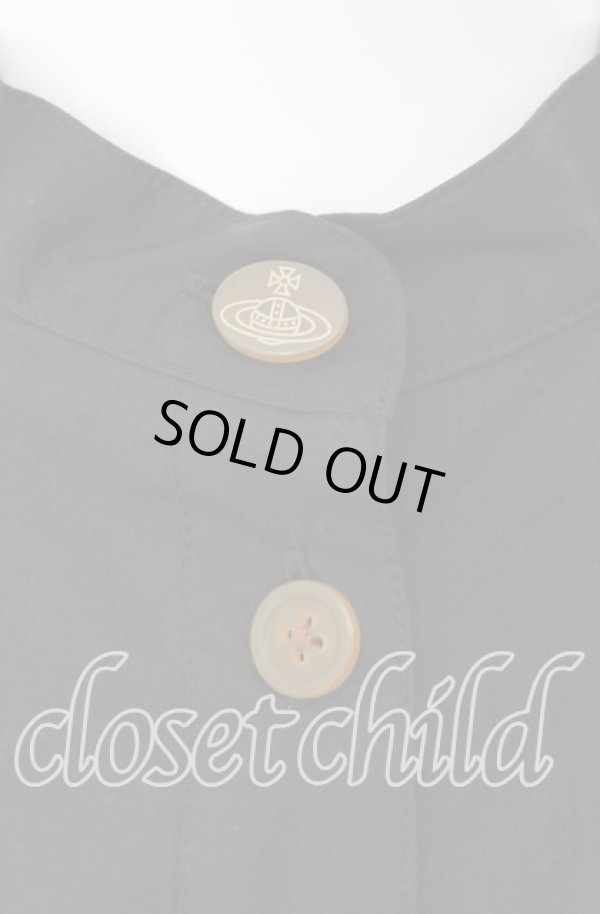 画像2: ヴィヴィアンウエストウッド 中古 / タックデコルテコットンワイドブラウス 00 ブラック  O-25-09-21-041-bl-YM-OS (2)