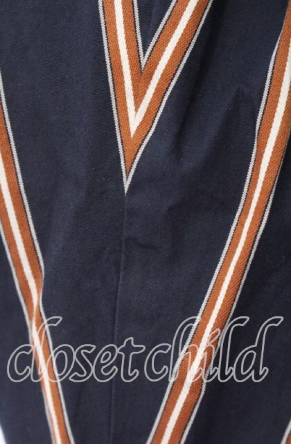 画像3: ヴィヴィアンウエストウッド 中古 / ストライプブロッキングフリルシャツ S ブラウンｘネイビー  O-25-09-21-042-bl-YM-OS (3)