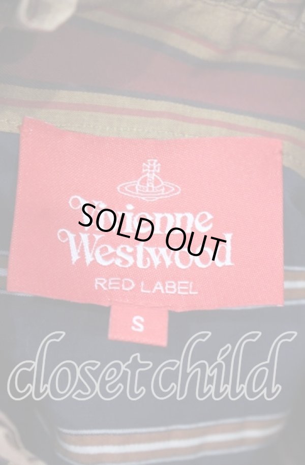 画像6: ヴィヴィアンウエストウッド 中古 / ストライプブロッキングフリルシャツ S ブラウンｘネイビー  O-25-09-21-042-bl-YM-ZH (6)