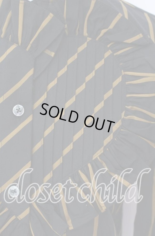 画像2: ヴィヴィアンウエストウッド 中古 / ストライプラブフリルシャツ 01 ブラック  O-25-09-21-043-bl-YM-OS (2)