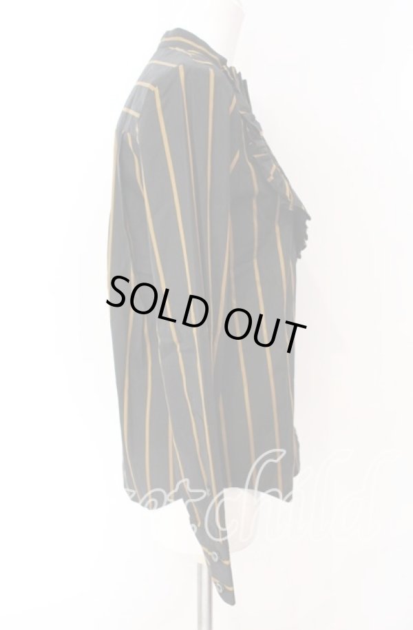 画像4: ヴィヴィアンウエストウッド 中古 / ストライプラブフリルシャツ 01 ブラック  O-25-09-21-043-bl-YM-OS (4)