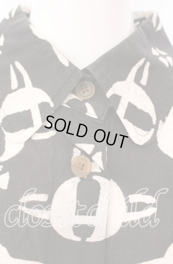 画像2: ヴィヴィアンウエストウッド 中古 / リヨセルブロードMUD ORB PRINTスラッシュショルダーシャツ 00 ブラック  O-25-09-21-044-bl-IG-ZH (2)