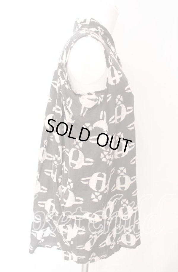 画像4: ヴィヴィアンウエストウッド 中古 / リヨセルブロードMUD ORB PRINTスラッシュショルダーシャツ 00 ブラック  O-25-09-21-044-bl-IG-ZH (4)