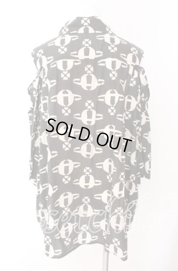 画像5: ヴィヴィアンウエストウッド 中古 / リヨセルブロードMUD ORB PRINTスラッシュショルダーシャツ 00 ブラック  O-25-09-21-044-bl-IG-ZH (5)