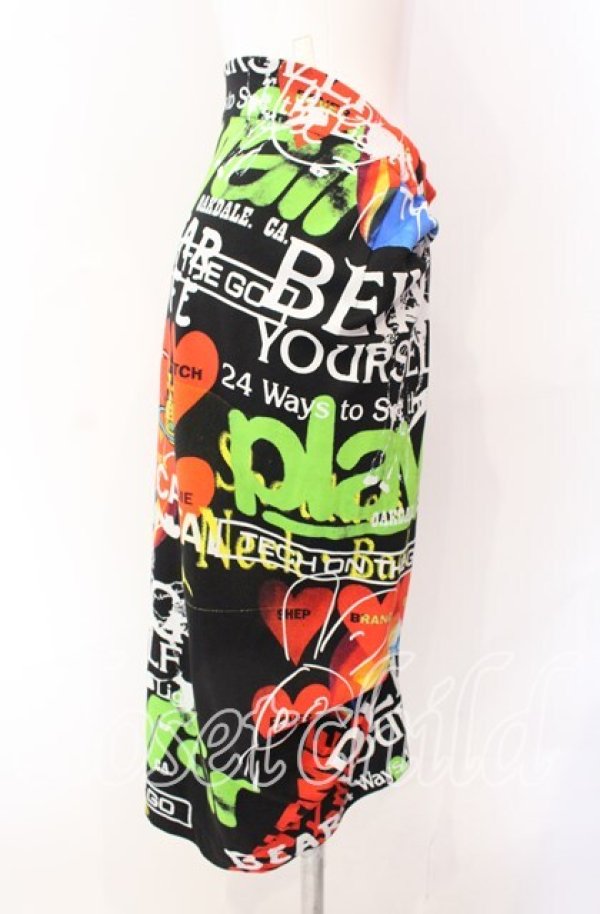 画像3: ヴィヴィアンウエストウッド 中古 / MEANINGLESS Pleat Skirt スカート S ブラック×マルチ  O-25-09-21-060-sk-IG-OS (3)