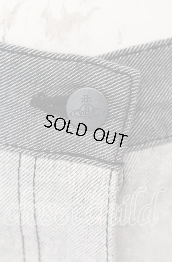 画像2: ヴィヴィアンウエストウッド 中古 / バイカラーデニムパンツ 01 グレー  O-25-09-21-063-pa-IG-OS (2)