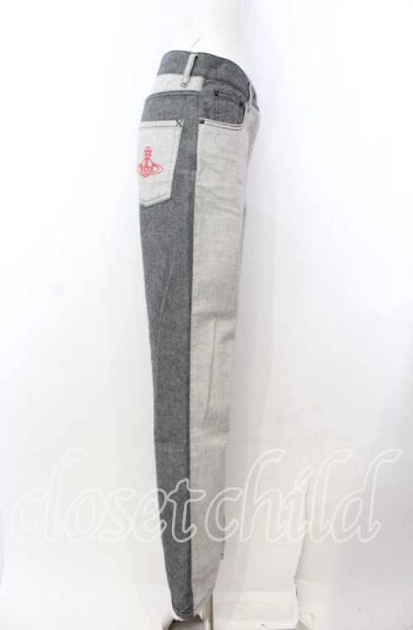 画像3: ヴィヴィアンウエストウッド 中古 / バイカラーデニムパンツ 01 グレー  O-25-09-21-063-pa-IG-OS (3)