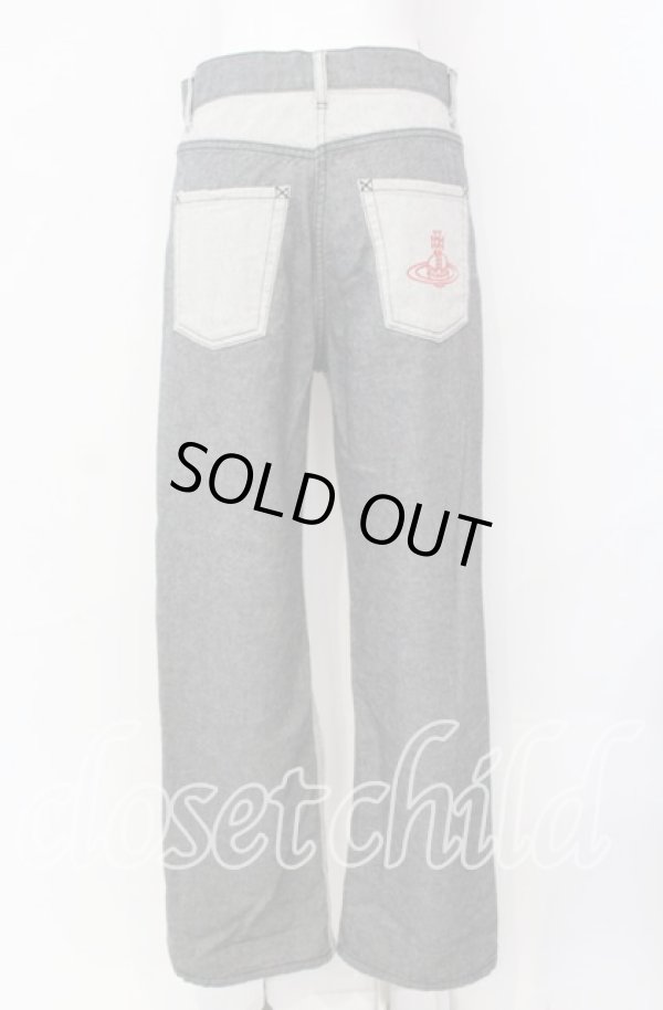 画像4: ヴィヴィアンウエストウッド 中古 / バイカラーデニムパンツ 01 グレー  O-25-09-21-063-pa-IG-OS (4)