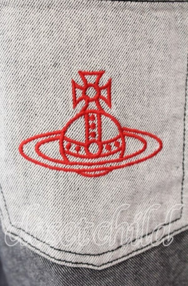 画像5: ヴィヴィアンウエストウッド 中古 / バイカラーデニムパンツ 01 グレー  O-25-09-21-063-pa-IG-OS (5)