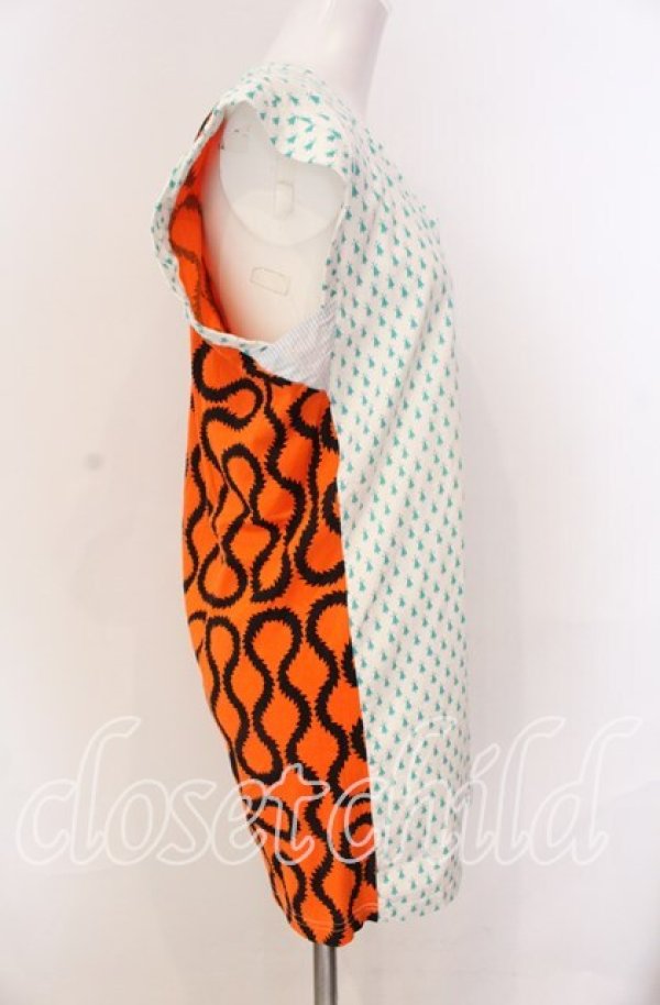 画像2: Worlds End 中古 / スクイグルタンクトップ OS ホワイトｘグリーンｘオレンジ  O-25-09-21-007-to-YM-OS (2)