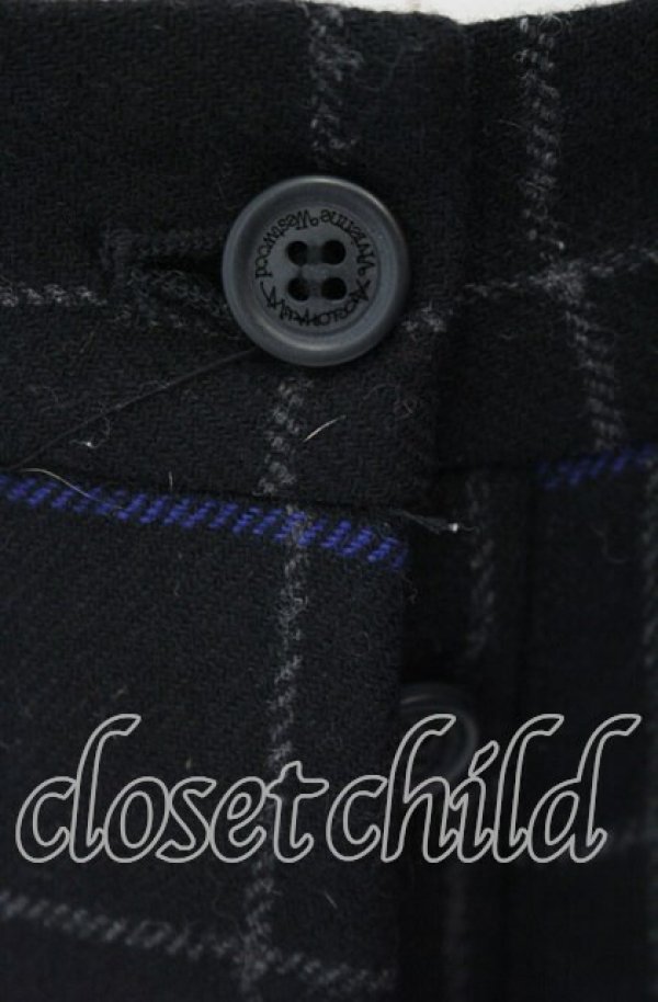 画像2: ANGLOMANIA 中古 / ウールチェックバルーンパンツ 36 ブラックｘブルー  O-25-09-21-071-pa-YM-OS (2)