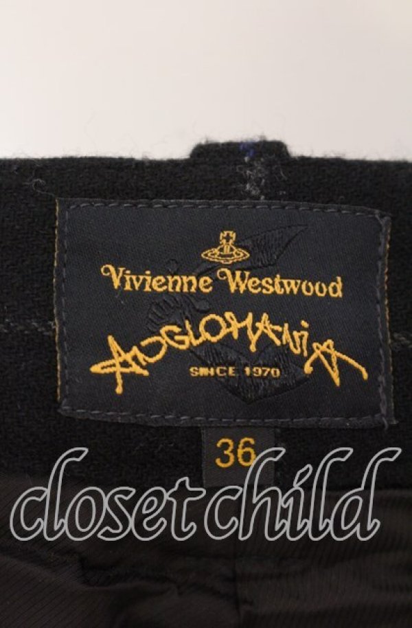 画像5: ANGLOMANIA 中古 / ウールチェックバルーンパンツ 36 ブラックｘブルー  O-25-09-21-071-pa-YM-OS (5)