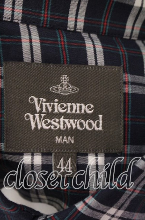 画像5: ヴィヴィアンウエストウッド MAN 中古 / DETAILD CHECK クラシックシャツ 44 ホワイト×ネイビー  O-25-09-21-073-bl-IG-OS (5)