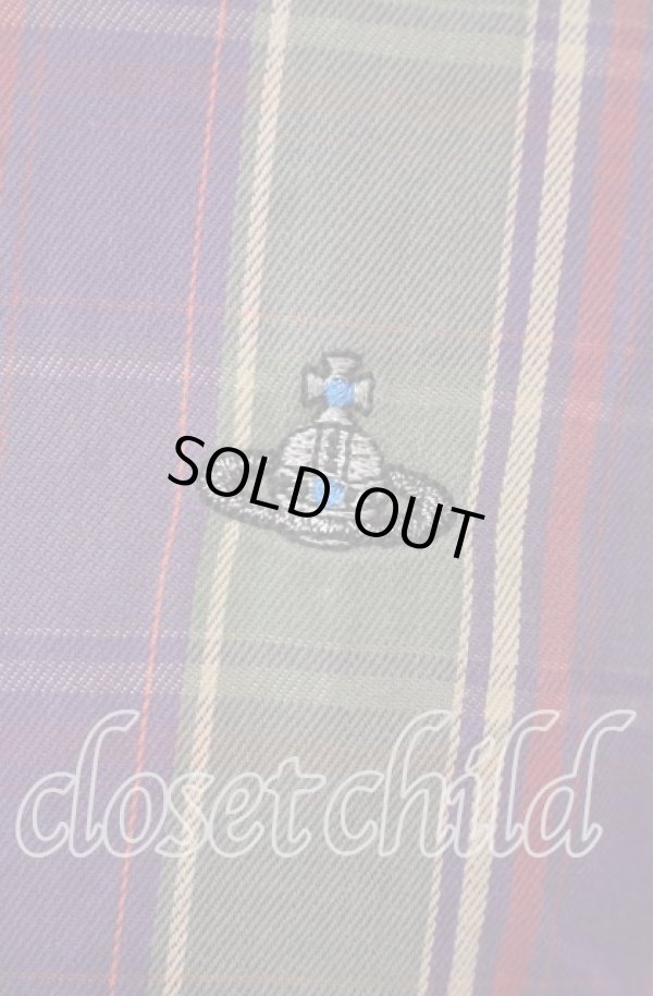 画像2: ヴィヴィアンウエストウッド MAN 中古 / チェックオジークラークシャツ 44 パープル×グリーン  O-25-09-21-075-bl-IG-OS (2)