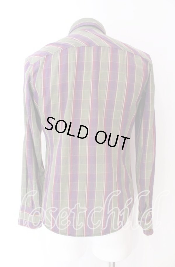 画像4: ヴィヴィアンウエストウッド MAN 中古 / チェックオジークラークシャツ 44 パープル×グリーン  O-25-09-21-075-bl-IG-OS (4)