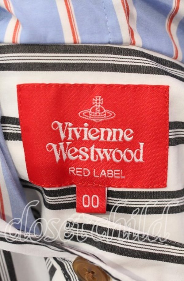 画像5: ヴィヴィアンウエストウッド 中古 / リブブロッキングストライプシャツワンピ 00 オフ×サックス  O-25-09-21-076-op-IG-OS (5)