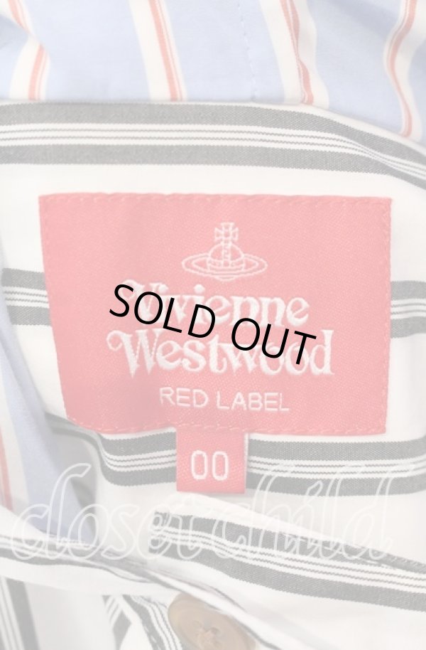 画像5: ヴィヴィアンウエストウッド 中古 / リブブロッキングストライプシャツワンピ 00 オフ×サックス  O-25-09-21-076-op-IG-ZH (5)