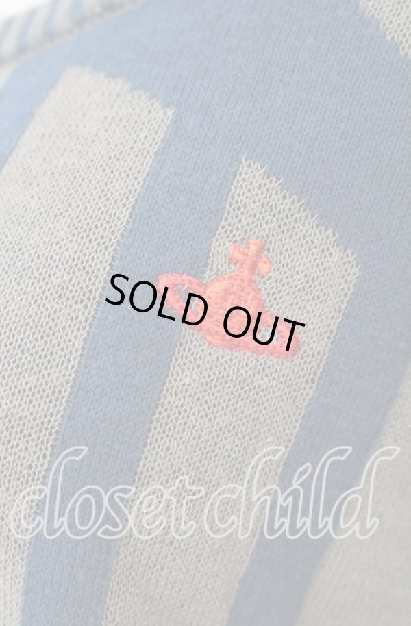 画像2: ヴィヴィアンウエストウッド 中古 / CHOICE 単色オーブ刺繍ニット 2 グレー×ブルー  O-25-09-21-080-to-IG-OS (2)