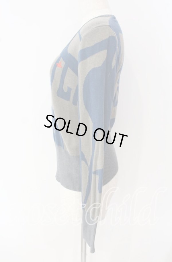 画像3: ヴィヴィアンウエストウッド 中古 / CHOICE 単色オーブ刺繍ニット 2 グレー×ブルー  O-25-09-21-080-to-IG-OS (3)