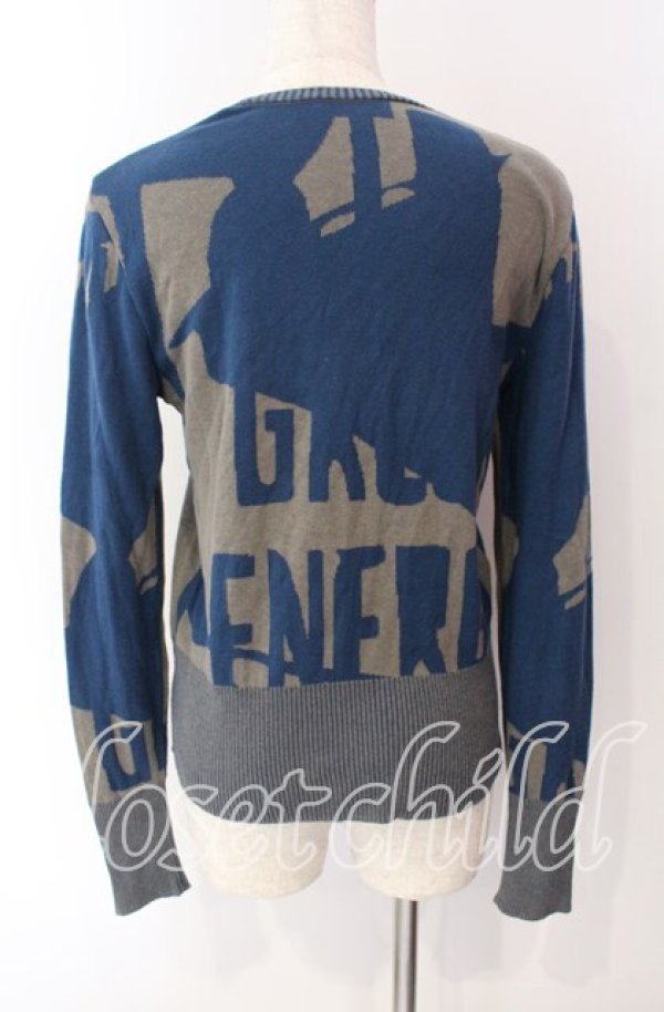 画像4: ヴィヴィアンウエストウッド 中古 / CHOICE 単色オーブ刺繍ニット 2 グレー×ブルー  O-25-09-21-080-to-IG-OS (4)