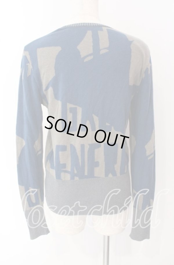 画像4: ヴィヴィアンウエストウッド 中古 / CHOICE 単色オーブ刺繍ニット 2 グレー×ブルー  O-25-09-21-080-to-IG-OS (4)