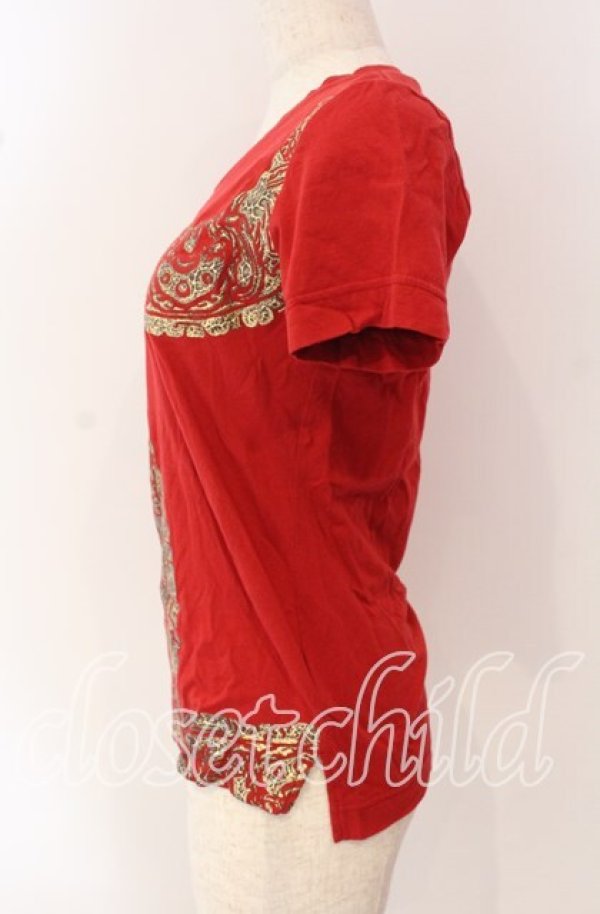 画像3: ヴィヴィアンウエストウッド 中古 / フレームプリントTシャツ 2 レッド×ゴールド  O-25-09-21-093-ts-IG-OS (3)