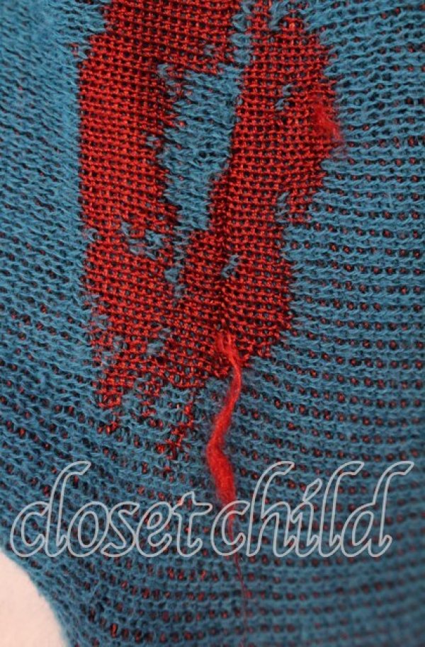 画像3: ヴィヴィアンウエストウッド 中古 / リップ総柄ショートカーディガン 2 ターコイズ  O-25-09-21-094-to-YM-OS (3)