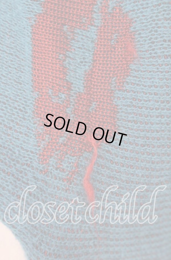 画像3: ヴィヴィアンウエストウッド 中古 / リップ総柄ショートカーディガン 2 ターコイズ  O-25-09-21-094-to-YM-ZH (3)