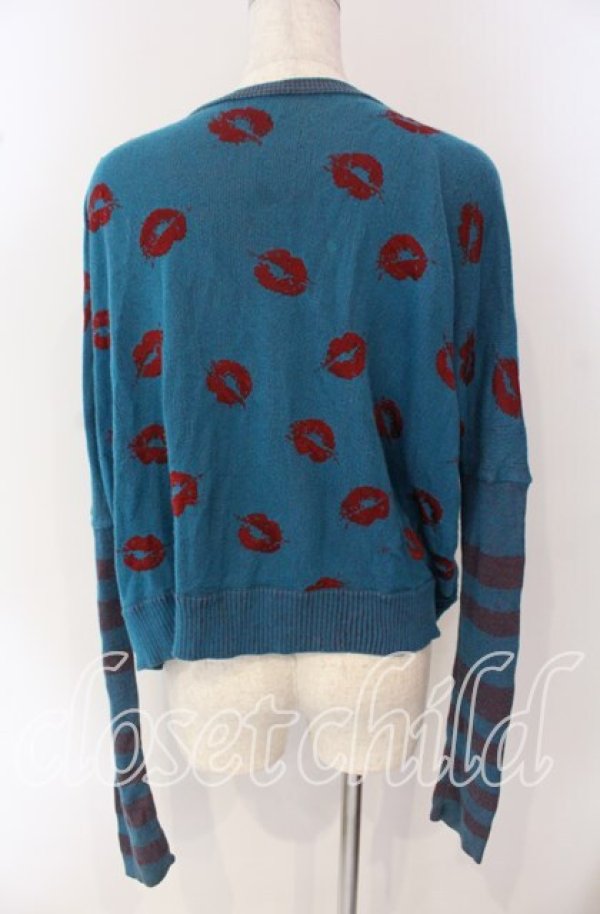 画像5: ヴィヴィアンウエストウッド 中古 / リップ総柄ショートカーディガン 2 ターコイズ  O-25-09-21-094-to-YM-OS (5)