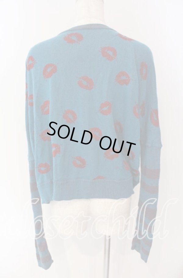 画像5: ヴィヴィアンウエストウッド 中古 / リップ総柄ショートカーディガン 2 ターコイズ  O-25-09-21-094-to-YM-ZH (5)