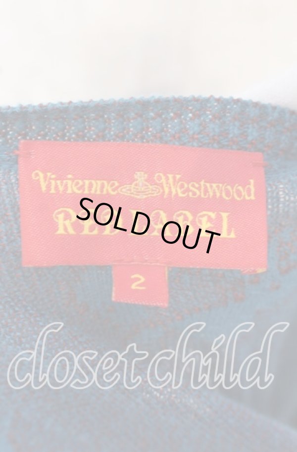 画像6: ヴィヴィアンウエストウッド 中古 / リップ総柄ショートカーディガン 2 ターコイズ  O-25-09-21-094-to-YM-ZH (6)