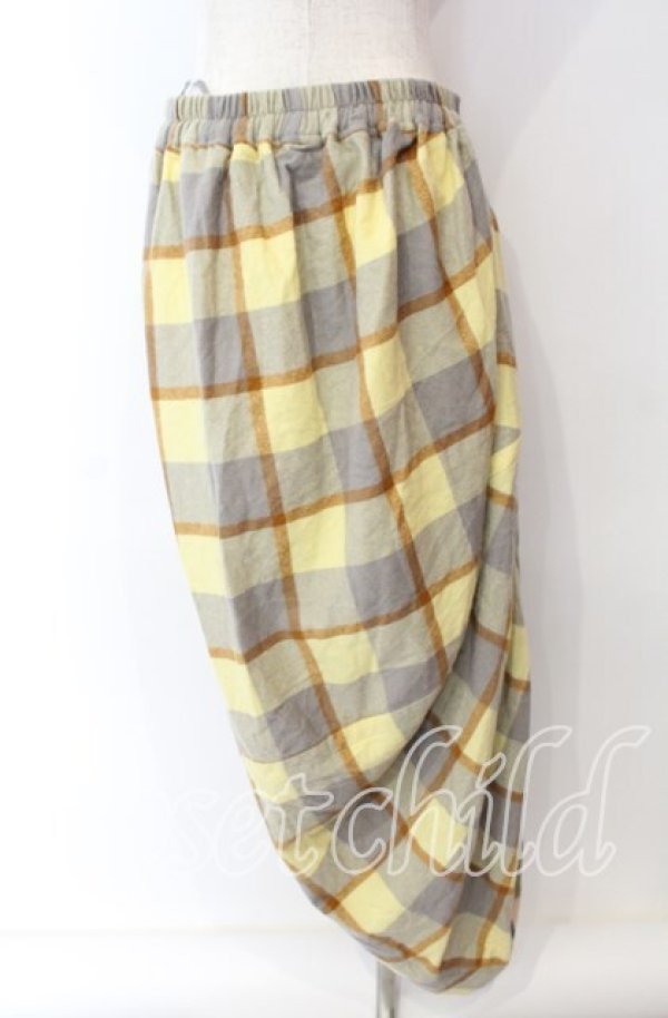 画像4: ヴィヴィアンウエストウッド 中古 / チェックウールアシンメトリースカート I イエローチェック  O-25-09-21-098-sk-IG-OS (4)
