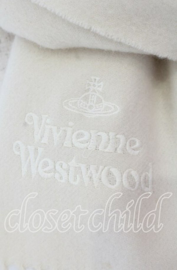 画像2: ヴィヴィアンウエストウッド 中古 / ロゴ刺繍マフラー  ホワイト  O-25-09-21-100-gd-YM-OS (2)