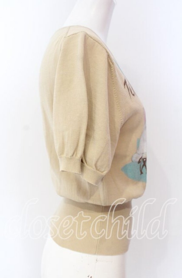 画像4: ヴィヴィアンウエストウッド 中古 / CAT プリント半袖ニット UNISEX/S ベージュ  O-25-09-21-012-sk-YM-OS (4)