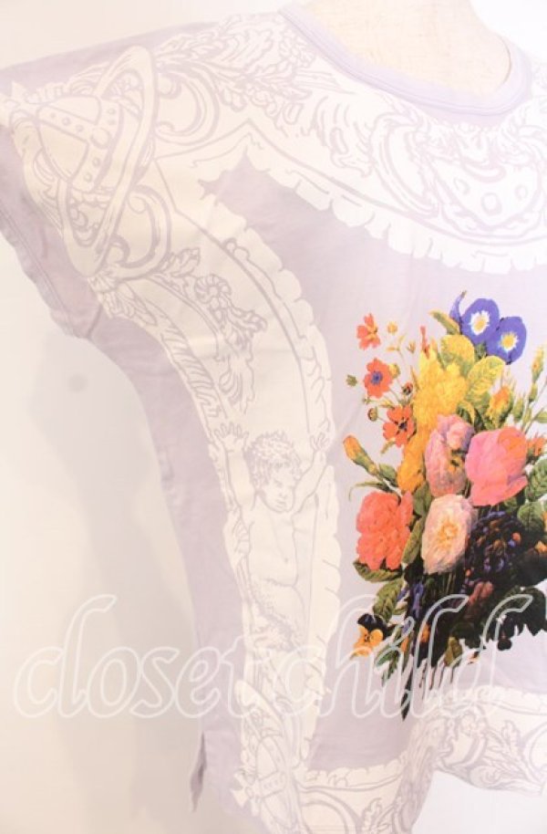 画像2: ヴィヴィアンウエストウッド 中古 / サティアフレームフラワーTシャツ M ラベンダー  O-25-09-28-020-ts-YM-ZH (2)