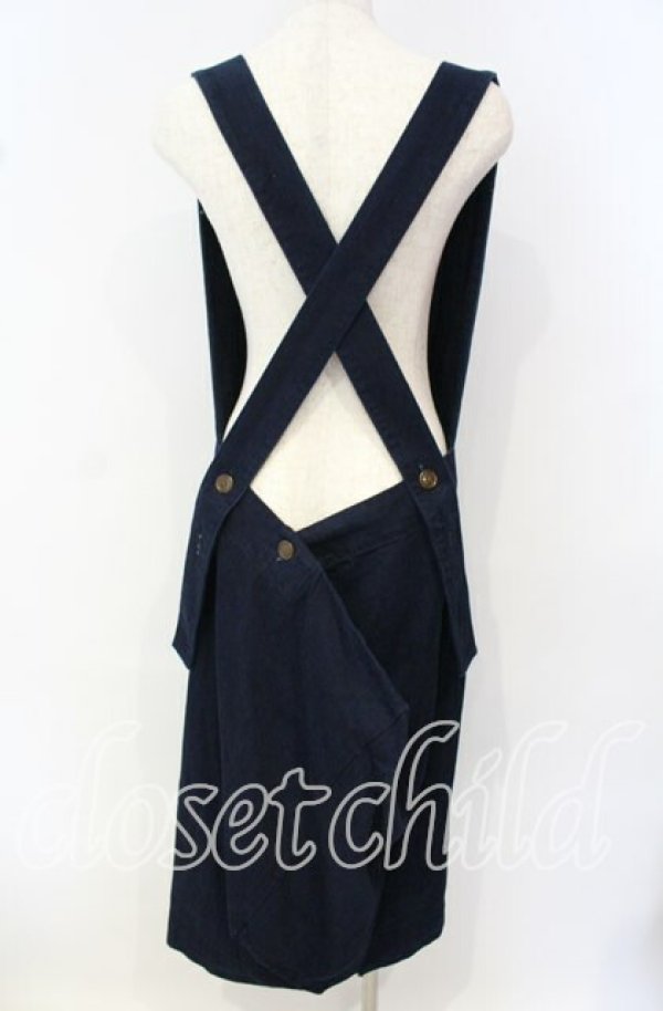 画像3: ヴィヴィアンウエストウッド 中古 / デニムエプロンジャンパースカート 2 インディゴ  O-25-09-28-010-op-YM-ZH (3)